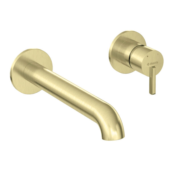 Harjatud-kuld-seinapealne-valamusegisti-Deante-Silia-20.8-cm,-messing