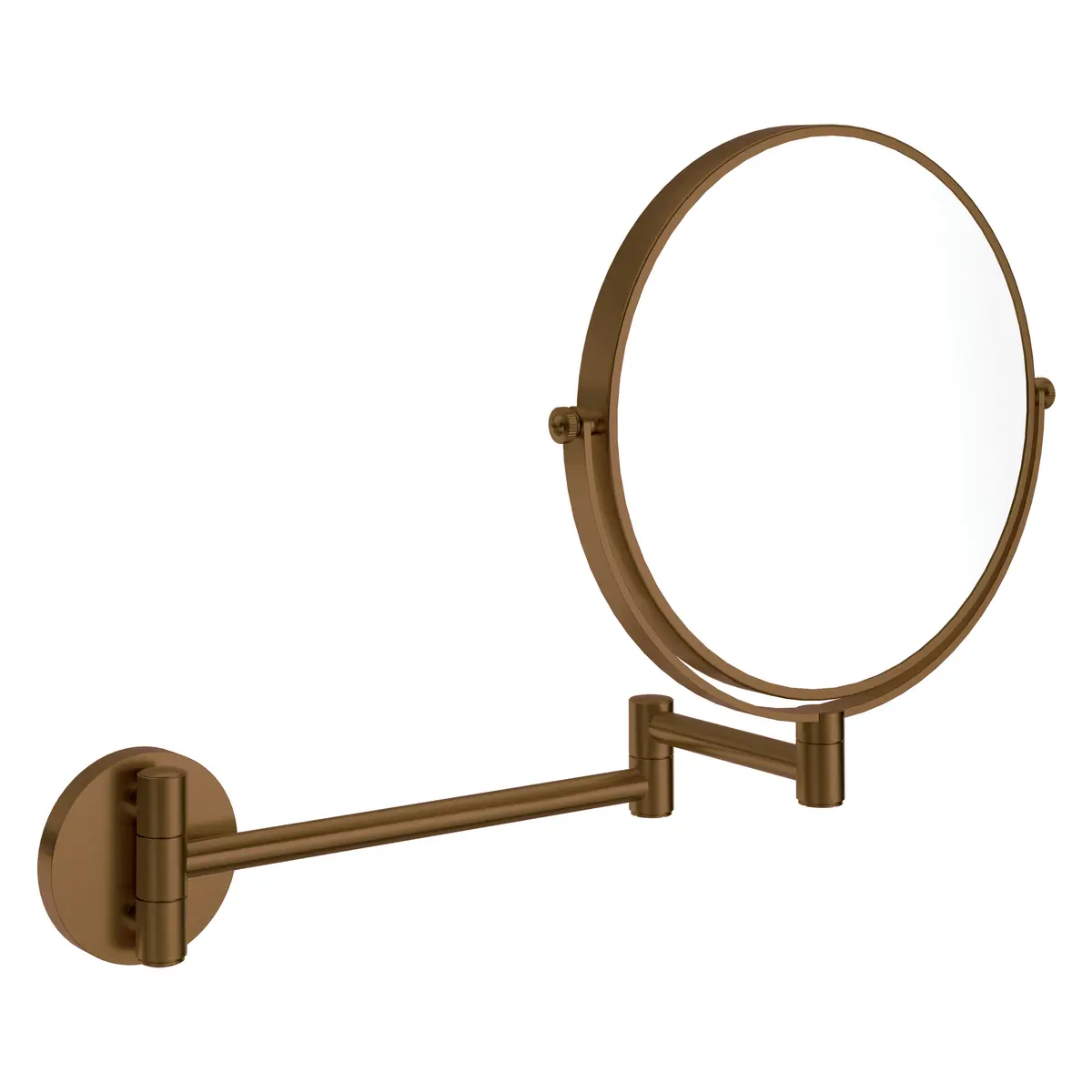 Kahepoolne kosmeetikapeegel liigendvarrega Deante Round 232×282 mm, harjatud pronks
