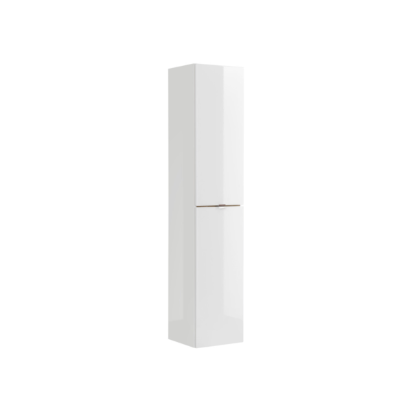 Kõrge vannitoakapp Comad CAPRI WHITE 35 cm, 2 ust, läikiv valge ja Craft-tamm