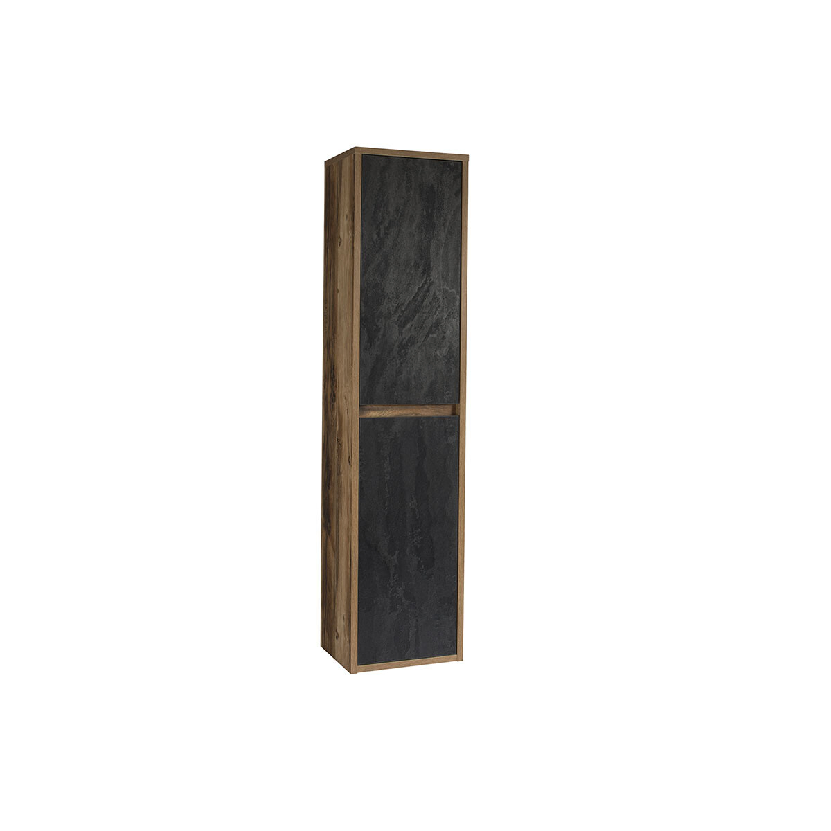 Kõrge vannitoakapp Comad Hampton 40 cm, 2 ust, Hutoni tamm ja tumehall betoon