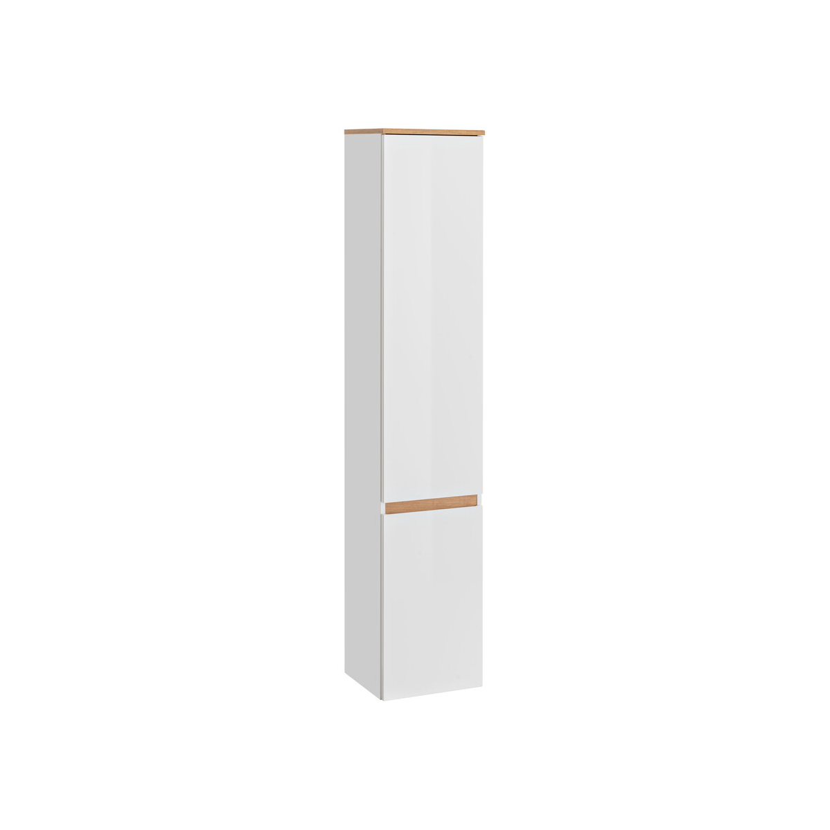 Kõrge vannitoakapp Comad Platinum 35 cm, 2 ust, valge ja Craft-tamm