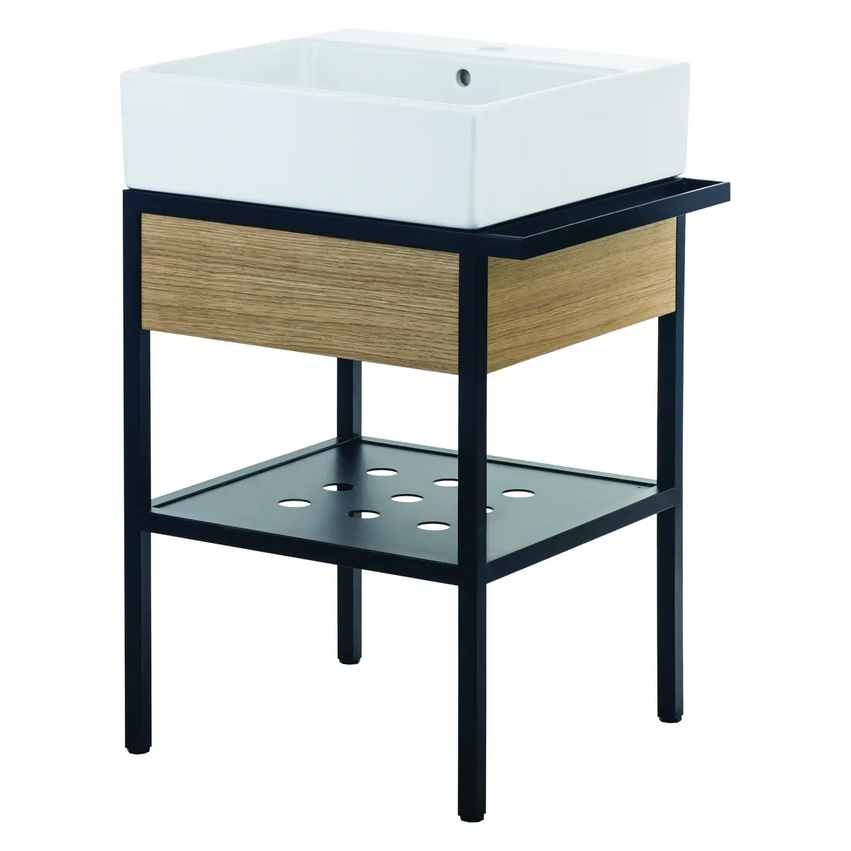 Põrandal seisev valamukonsool Deante Temisto 565×500 mm, must/tamm/valge