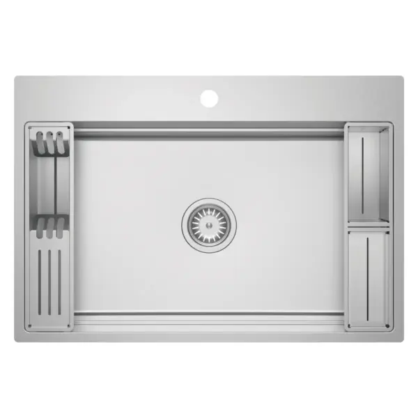 Ühe kraanikausiga roostevabast terasest köögivalamu Deante Magnetic 76 x 52 cm, harjatud teras