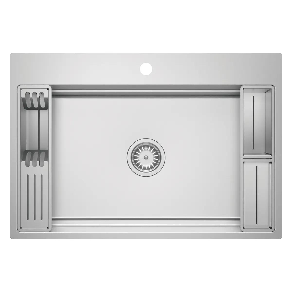 Ühe kraanikausiga roostevabast terasest köögivalamu Deante Magnetic 76 x 52 cm, harjatud teras
