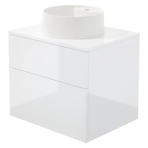 Valamukapp graniitvalamuga Deante Prizma/Silia 600 mm, läikiv valge/alabaster, segistiavaga