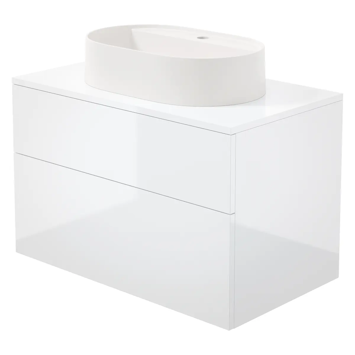 Valamukapp graniitvalamuga Deante Prizma/Silia 800 mm, läikiv valge/alabaster, segistiavaga