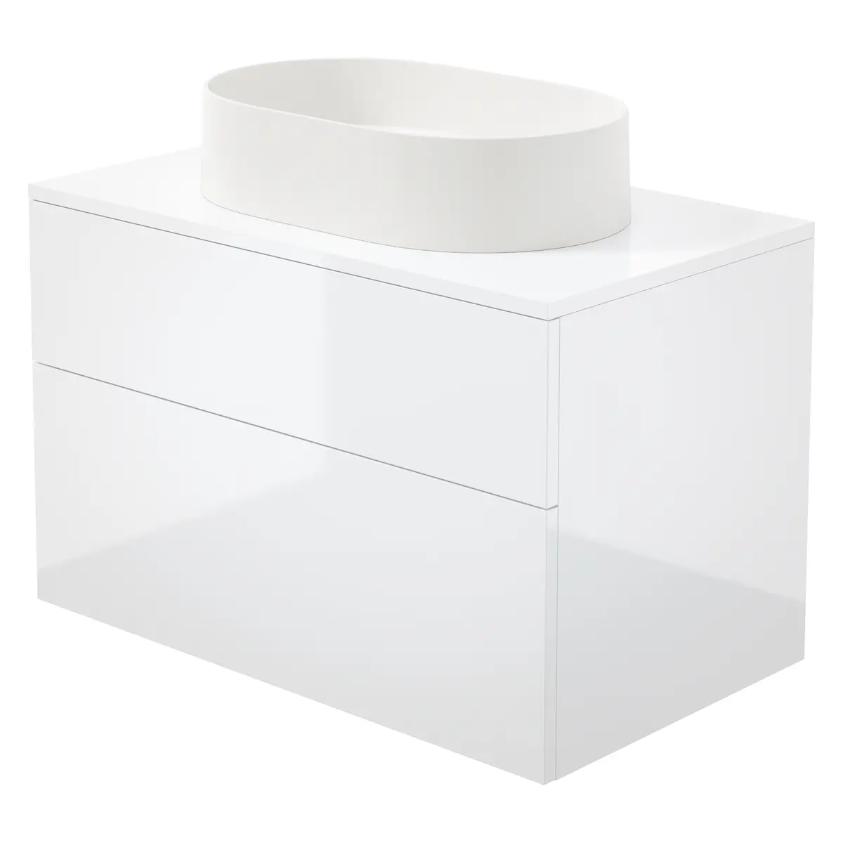 Valamukapp graniitvalamuga Deante Prizma/Silia 800 mm, läikiv valge/alabaster, segistiavata