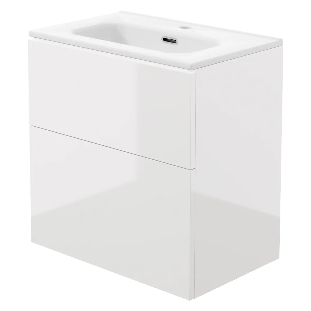 Valamukapp keraamilise valamuga Deante Prizma/Tubo 600 mm, läikiv valge